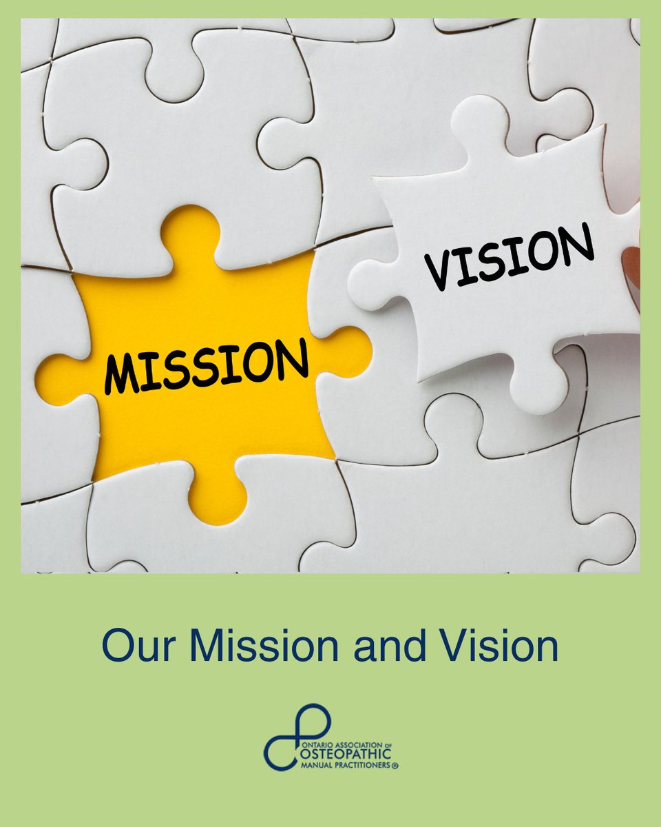 Our Vision: To achieve regulation of manual osteopathy as a separate and distinct healthcare profession.

Our Mission: To foster the professional practice and advancement of osteopathy.

#Osteopathy #OsteopathyOntario #HealthandWellness #OntarioHealthcare #AlliedHealth