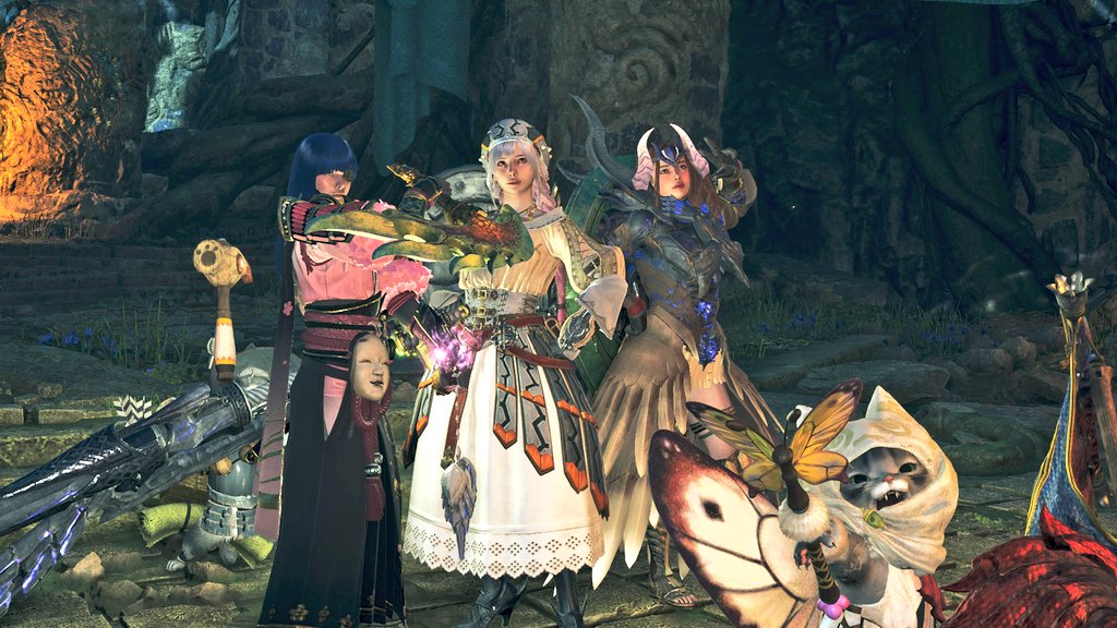 Elmira_FF14's tweet image. (プレイヤーの発言)
お誘いいただいたので、ワイルズで狩りをして遊んでいたの。ずっとソロオンラインで進めていたので、新鮮だったわ…
心配していたPS5の暴走もなく、終始和やかに過ごせたのが良かったわね。
ぐぅさんponさんありがとうございました!またお誘いくださいましー!