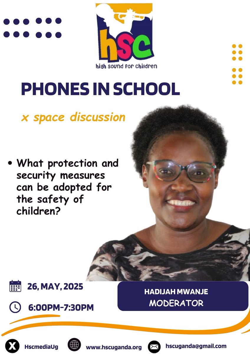 HSCmediaUg's tweet image. Phone usage among children is becoming the new normal in Ugandan schools. Some schools have even started allowing students to bring phones—but how safe are our learners? Join the X space discussion this Monday from 6:00 PM to 7:30 PM. #SafetyFirst #safety