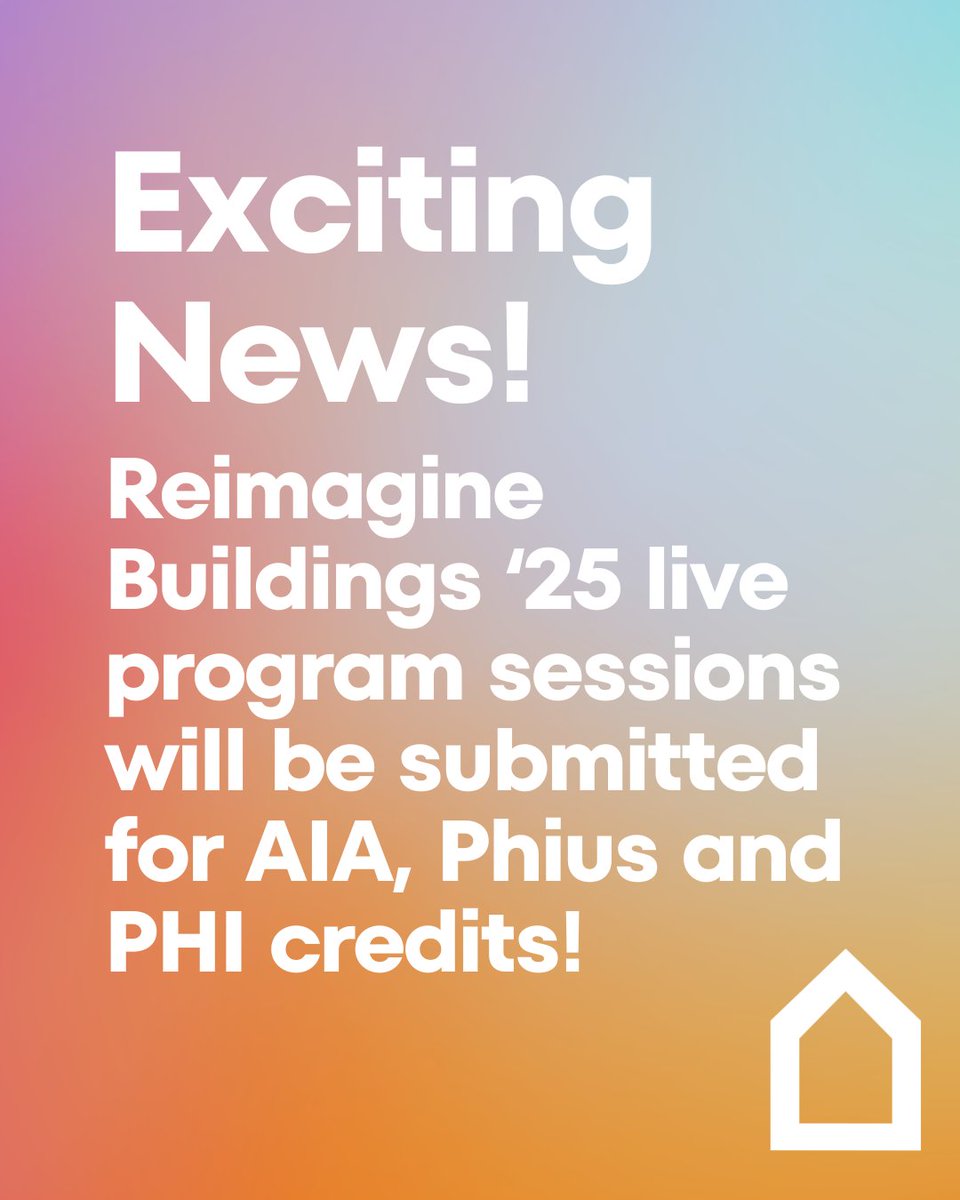 Need CEUs? Join us at Reimagine Buildings '25 🌎 on June 12th and Earn AIA, PHI, and Phius continuing education credits at the event! ⭐️

👉👉Register here 👉👉  ow.ly/l9pT50VX7hp