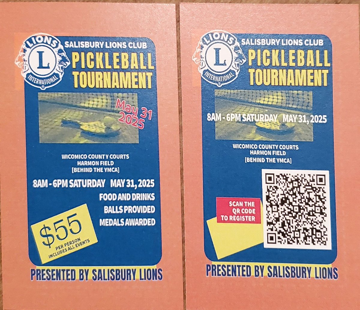 carsonbozman's tweet photo. Please support Salisbury Lions Club! Money will be used towards a scholarship award. Registration fees get you into mixed and gender doubles events. Everything will play out on Saturday, May 31st. https://t.co/ETTEvAM2zV
