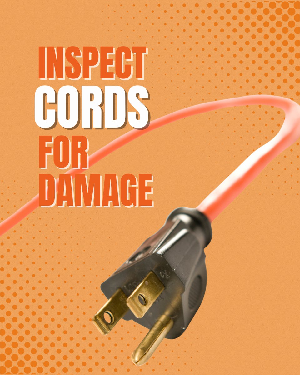 ⚠️ Electrical Safety Tip⚠️ Regularly check electrical cords, plugs and outlets for any signs of damage like fraying or exposed wires. #ElectricalSafetyMonth