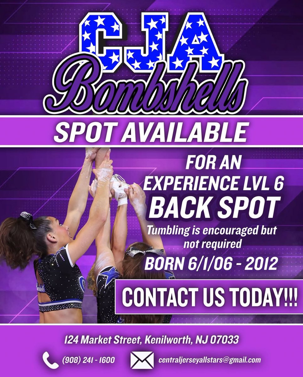 TheCheerHQ's tweet photo. 🔊 CJA Bombshells are looking for a backspot! ⬇️ https://t.co/eXjZGY1dLO