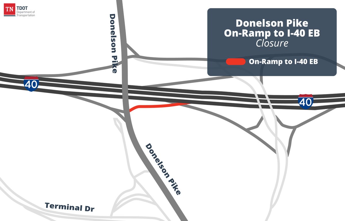 ErinTDOT (@erintdot) on Twitter photo 🚨TONIGHT! The Donelson Pike on-ramp to I-40 EB near <a href="/Fly_Nashville/">Fly Nashville</a> will be closed to install conduit from 8 p.m. to 4 a.m. Detour signage will bein place. 🚨TONIGHT! The Donelson Pike on-ramp to I-40 EB near <a href="/Fly_Nashville/">Fly Nashville</a> will be closed to install conduit from 8 p.m. to 4 a.m. Detour signage will bein place.