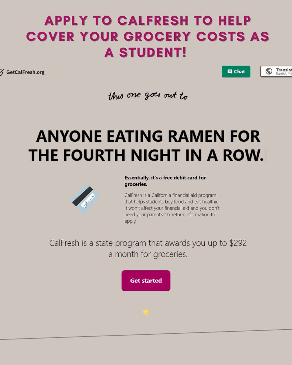🥑 Did you know? CalFresh helps qualifying college students buy groceries each month!
Apply today and get the support you deserve. 🙌
#CalFresh #StudentSupport #CalSOAP