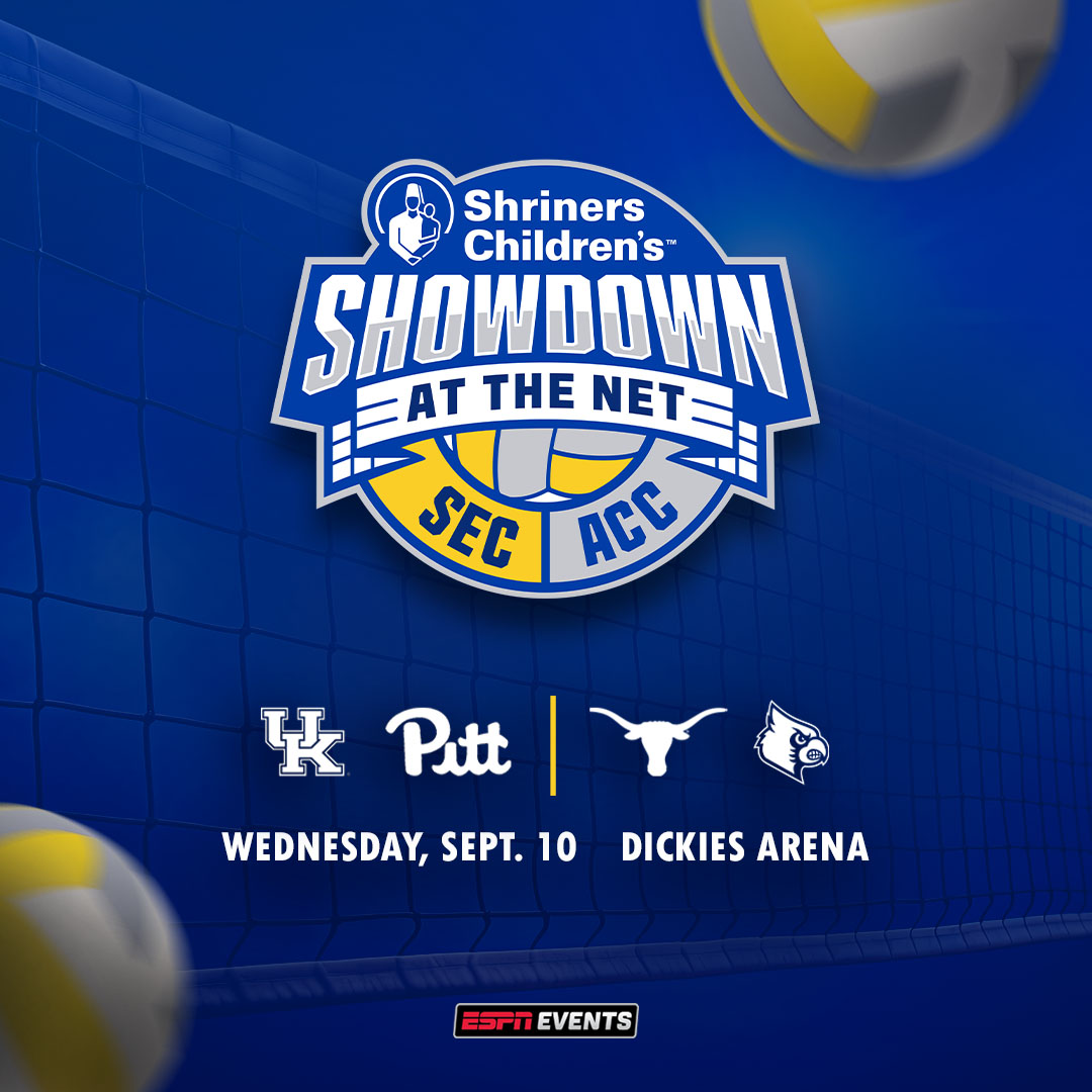 Get ready for the ultimate volleyball showdown! 🏐 Join us at the first-ever Shriners Children’s Showdown at the Net on September 10 at Dickies Arena in Fort Worth, TX — showcasing top teams Pitt, Kentucky, Louisville, and Texas!

Sign up below!
showdownatthenet.com
