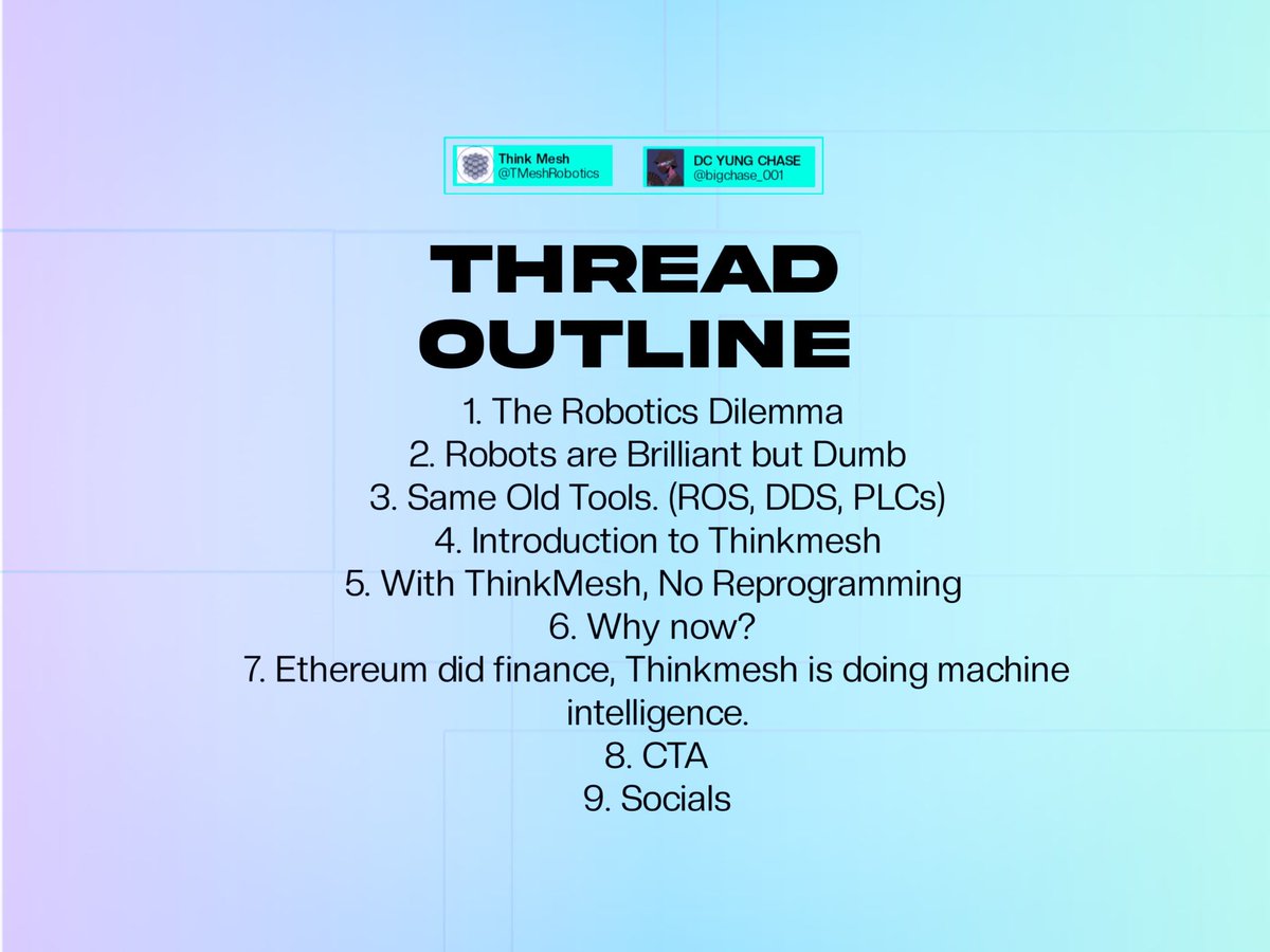 bigchase_001's tweet photo. 🔦 Thread outlines:
#Thinkmesh $ROBO https://t.co/6Tzq8aqmlU