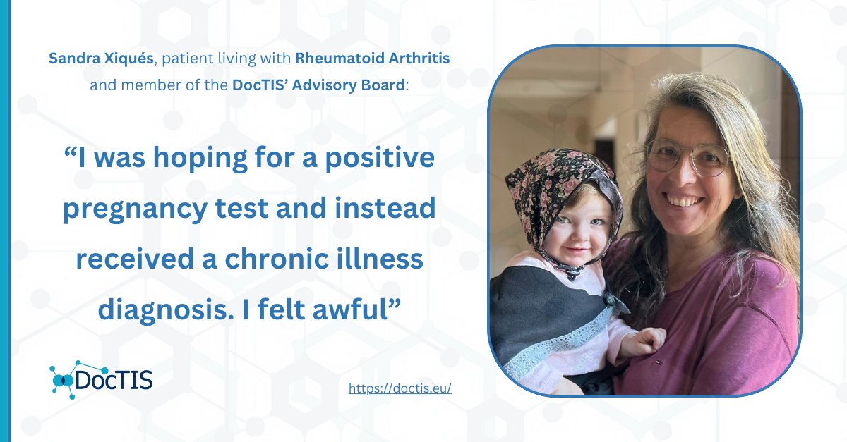 DoctisEU's tweet image. 🎤 “I was hoping for a positive pregnancy test and instead received a chronic illness diagnosis. I felt awful”

❤️ Meet Sandra Xiques, member of the #DocTISProject family, living with #RheumatoidArthritis.

🔗 Full interview: doctis.eu/interview-sand…

 #PatientVoices #IMID #IMIDs