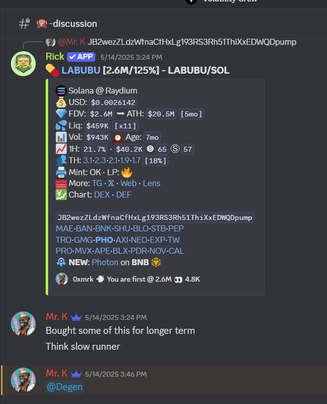 VolatilityCrew's tweet photo. $LABUBU 

8X n higher....
Crew Cooking https://t.co/hunGyEf4mV