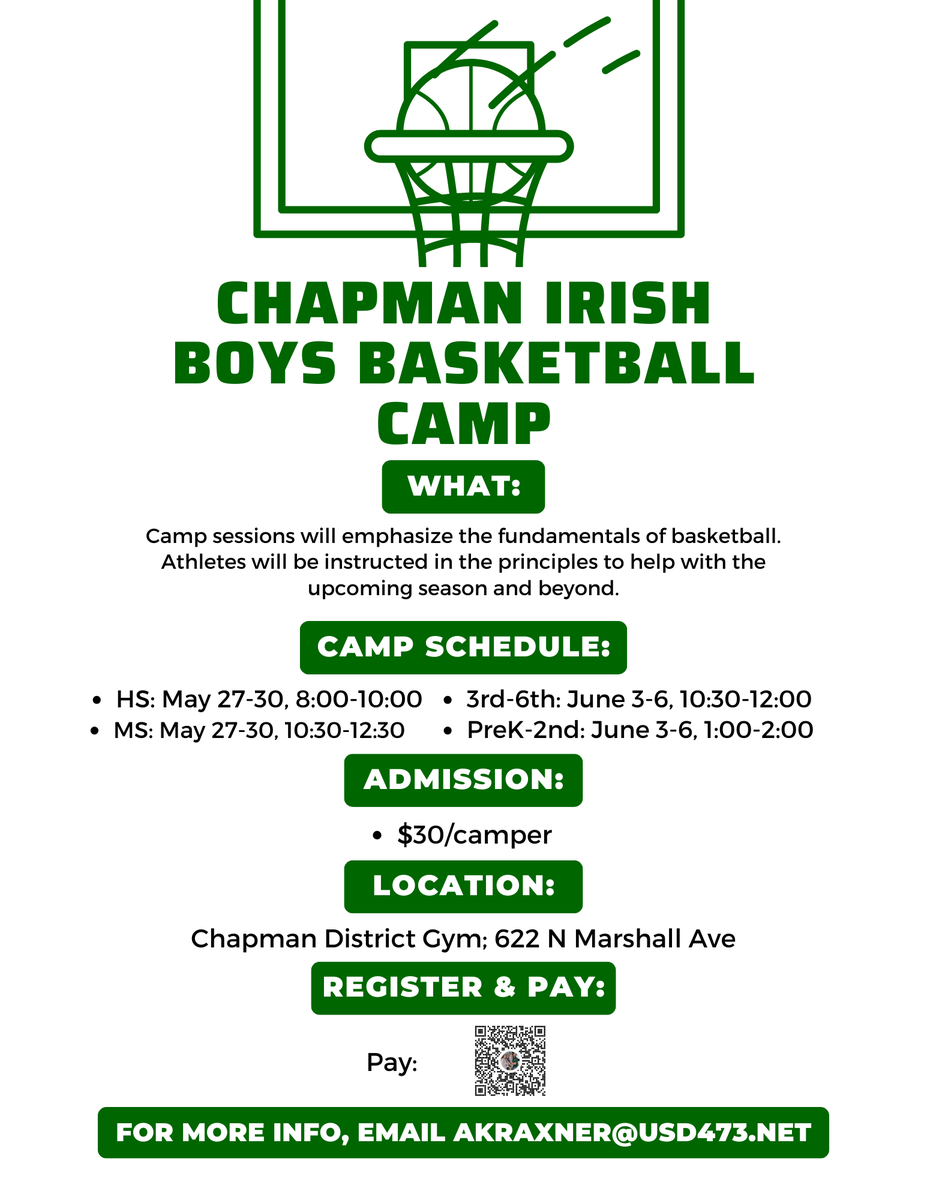 Don't forget to get registered for camp this summer!! HS &amp; MS camps start next week, with PreK-2nd grade and 3rd-6th grade June 3rd through 6th!
Register by clicking here: docs.google.com/forms/d/e/1FAI…