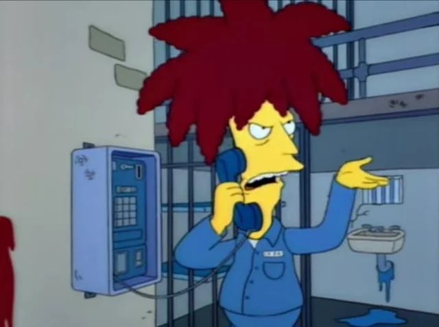 Sideshow Bob using a prison phone