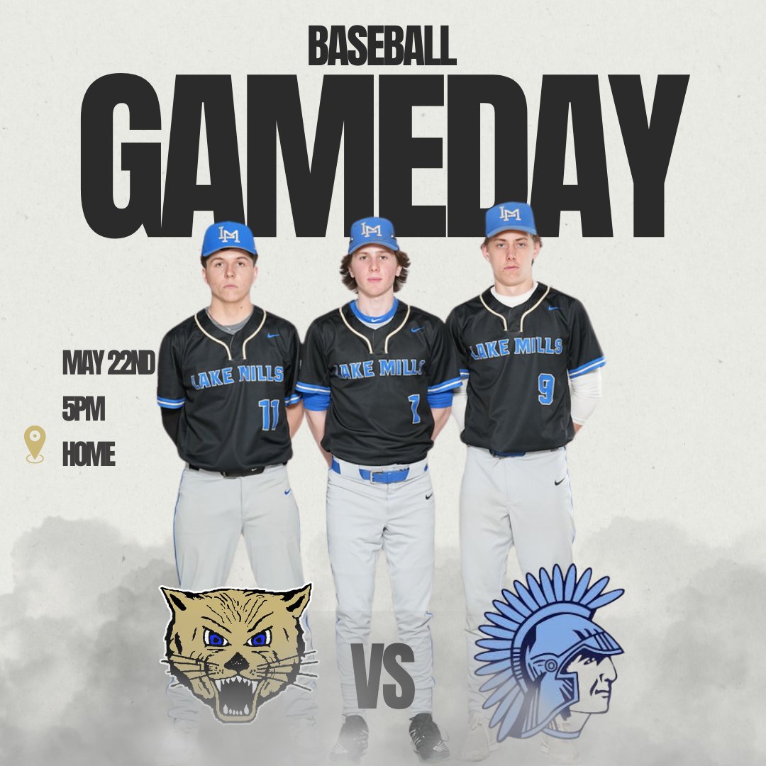 Lake Mills Baseball takes on Lakeside in a doubleheader at Campus Field starting at 4:00 PM! We’ll recognize our three seniors and youth baseball players between games. JV also plays a doubleheader tonight at Lakeside. A great night for LM Baseball! #LCatPride