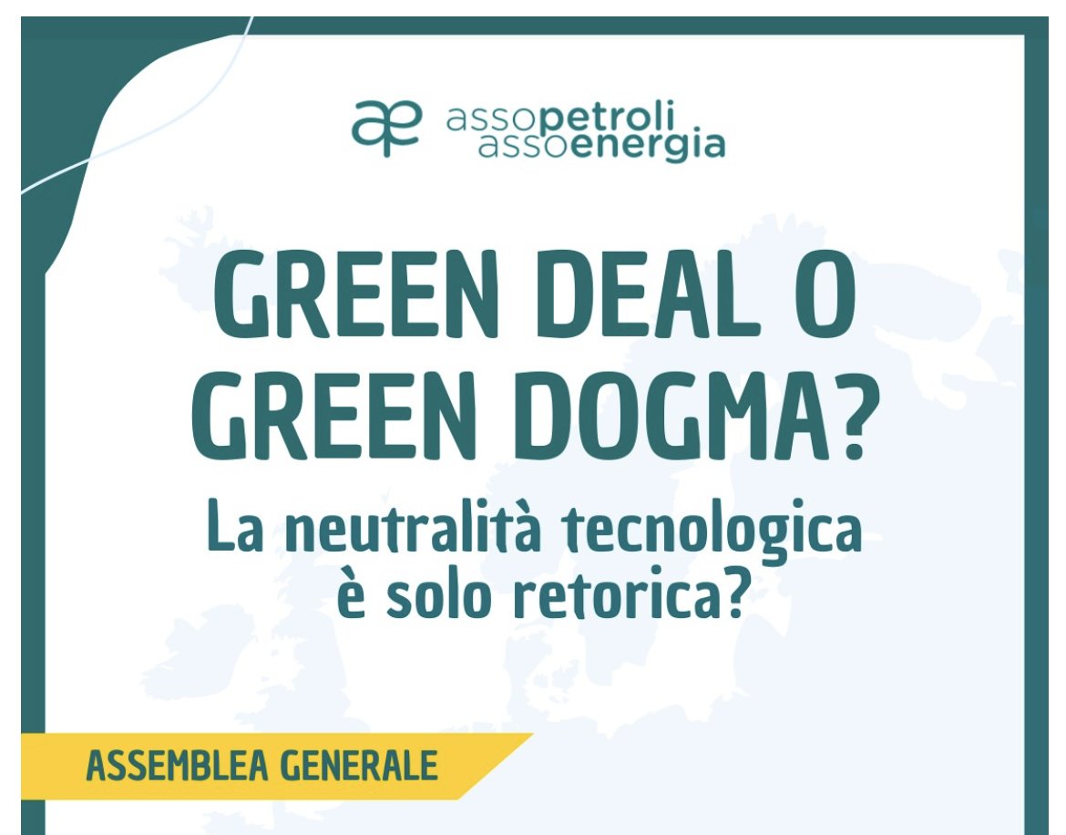 Può il petrolio essere neutrale? No.
Quindi Il green = 0% fossile.
Scienza, non dogma. 
Forse gli stregoni di Assopetroli sono abili nella retorica