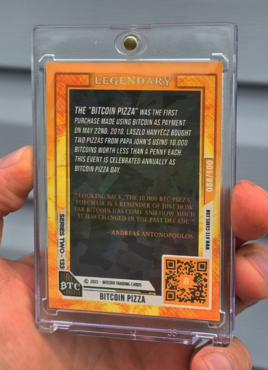 TheCoinDad's tweet image. Scarcity in the Bitcoin world is a real thing. Less than only 100 people on earth can flex this ultra rare @btc_cards on Bitcoin Pizza day today! 💪