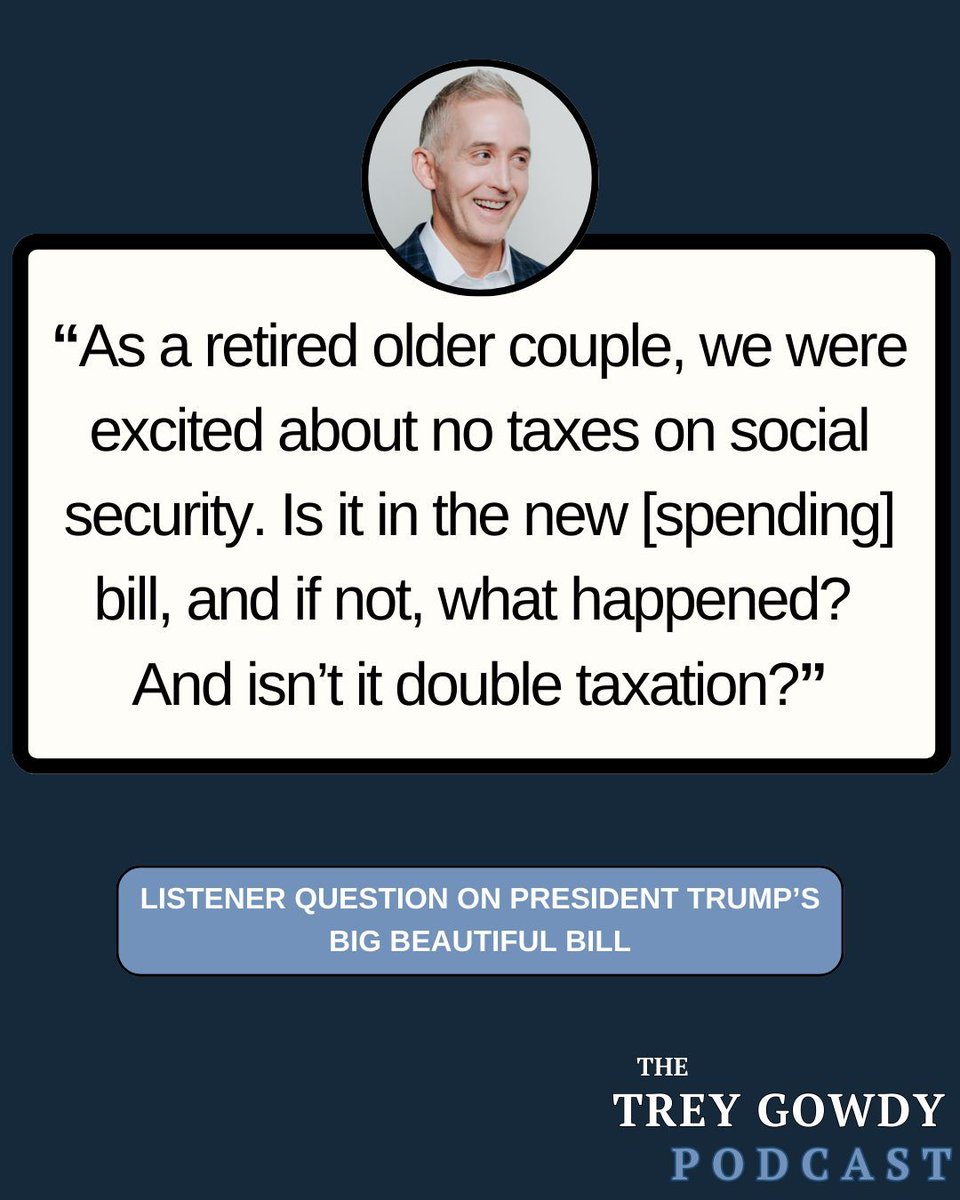 It's time for Q &amp; Trey!

@Tgowdysc answers a question on how President Trump's big, beautiful bill will impact the future of social security. buff.ly/CSOZqVW