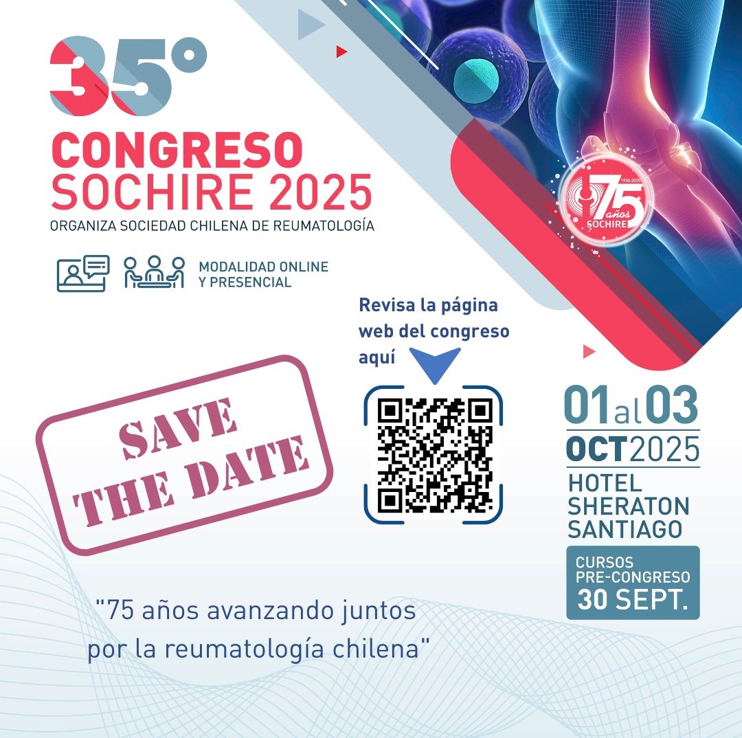 📷 ¡SOCHIRE cumple 75 años!
Te invitamos a reservar la fecha para el 35° Congreso SOCHIRE, que se realizará en el Hotel Sheraton Santiago 📷.
