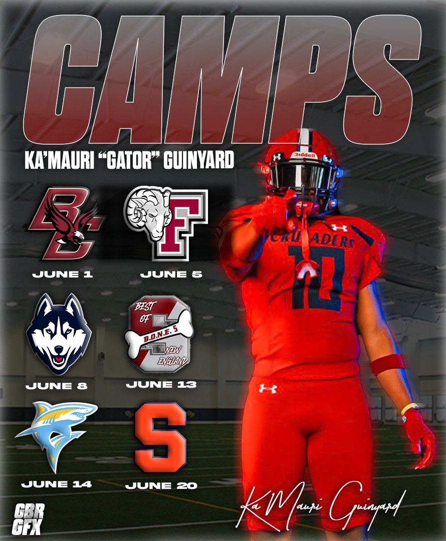 Ka'Mauri Gator Guinyard (@kamauriguinyard) on Twitter photo Camps locked in for June 2025!! Ready to get out there and compete 🐊🐊🐊 <a href="/StepinacMSG/">Stepinac MSG Varsity</a> <a href="/StepinacSports/">Stepinac Athletics</a> <a href="/MageeAj/">AJ MAGEE</a> <a href="/CoachAndyMar/">Andy Martinez, III, MAT, CSCS</a> <a href="/CoachMatt_G_78/">MJG</a> <a href="/UMassCaleb/">caleb holfoth</a> <a href="/BCFootball/">Boston College Football</a> <a href="/CuseFootball/">Syracuse Football</a> <a href="/FORDHAMFOOTBALL/">Fordham Football</a> <a href="/UConnFootball/">UConn Football</a> <a href="/LIUSharksFB/">LIU Football</a> <a href="/2025BONECAMP/">Best of New England</a> Camps locked in for June 2025!! Ready to get out there and compete 🐊🐊🐊 <a href="/StepinacMSG/">Stepinac MSG Varsity</a> <a href="/StepinacSports/">Stepinac Athletics</a> <a href="/MageeAj/">AJ MAGEE</a> <a href="/CoachAndyMar/">Andy Martinez, III, MAT, CSCS</a> <a href="/CoachMatt_G_78/">MJG</a> <a href="/UMassCaleb/">caleb holfoth</a> <a href="/BCFootball/">Boston College Football</a> <a href="/CuseFootball/">Syracuse Football</a> <a href="/FORDHAMFOOTBALL/">Fordham Football</a> <a href="/UConnFootball/">UConn Football</a> <a href="/LIUSharksFB/">LIU Football</a> <a href="/2025BONECAMP/">Best of New England</a>