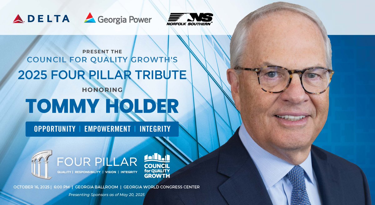 And the 2025 Four Pillar Tribute honoree is...

Read Press Release: fourpillartribute.com/and-the-2025-f…

The 36th recipient of our Four Pillar Award is Tommy Holder, Chairman &amp; former CEO of Holder Construction. The 2025 Four Pillar Tribute is presented by <a href="/Delta/">Delta</a>, <a href="/GeorgiaPower/">Georgia Power</a>, and <a href="/nscorp/">Norfolk Southern</a>