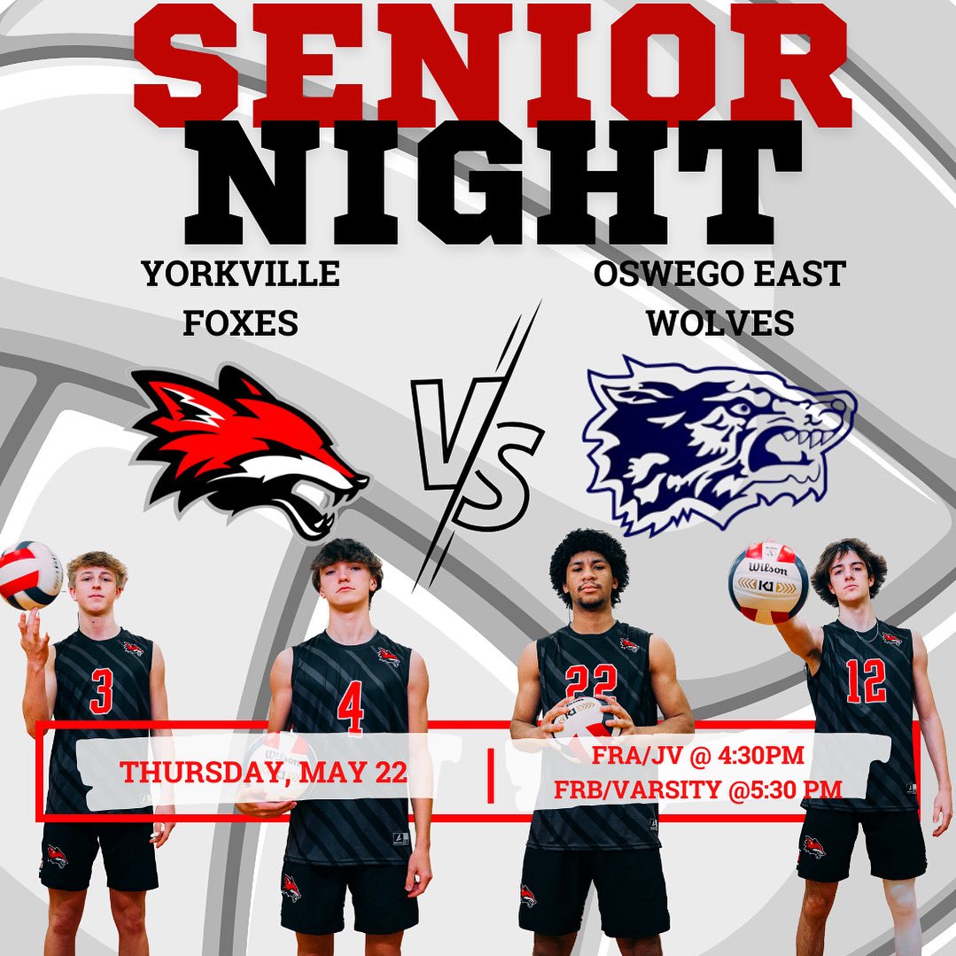 🚨SENIOR NIGHT🚨
Pack the gym tonight for SENIOR NIGHT‼️The Foxes host conference opponent Oswego East in their final home game of the season! 🦊🏐 #protecttheden