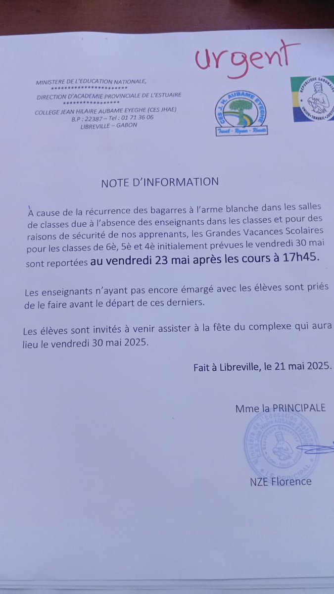 #ViolencesScolaires au #Gabon : une mesure adoptée par les autorités, faute de solution plus structurelle.
