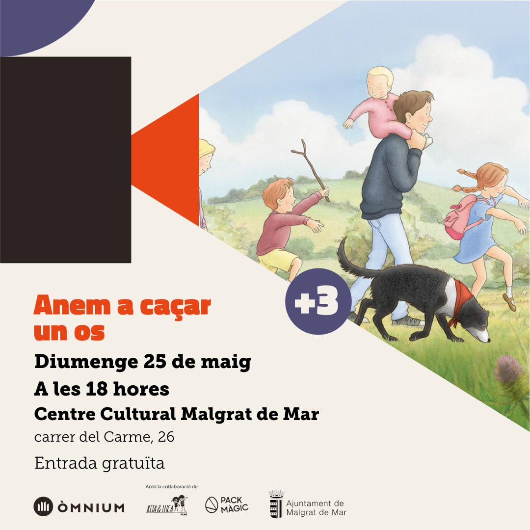 OmniumAltMar's tweet image. 🎬 CINEXIC A L’ALT MARESME! 🐻 "Anem a caçar un os"
T’atreveixes a anar a caçar un os ben gros? 🐾
📚 Quatre històries basades en contes infantils
📍 Malgrat de Mar i Calella
📅 Diumenge 25 de maig
🕖 18h
🎟 L'entrada és gratuïta a les dues sessions. Us hi esperem!