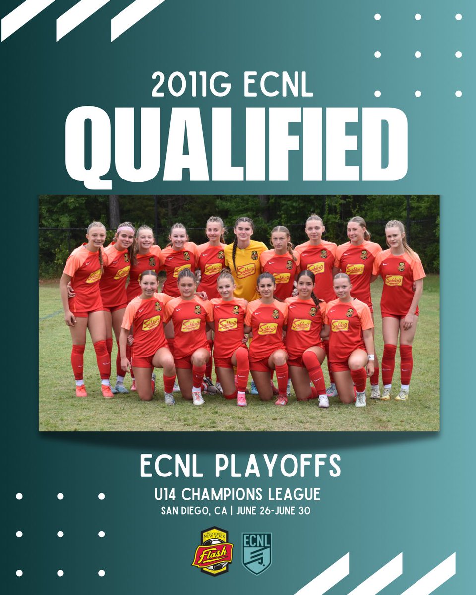 WNYFlashAcademy's tweet photo. We have 4️⃣ ECNL teams headed to Playoffs at the end of June! 

Congratulations to: 

2011B ECNL
2011G ECNL 
2010G ECNL
2008G ECNL 

Lookin forward to following allow in the post season! https://t.co/WLY8Uk7s88
