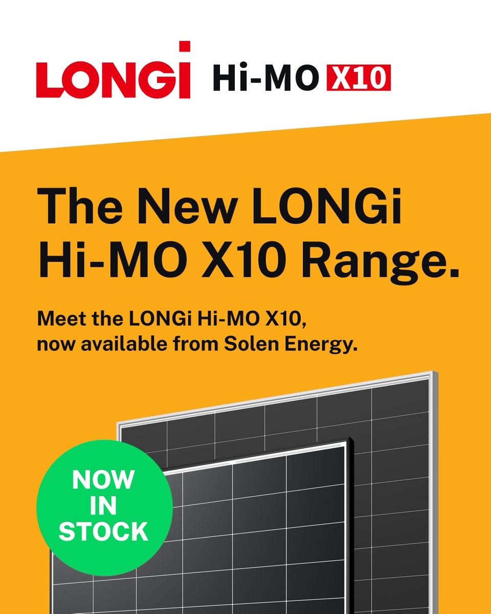 The LONGi Hi-MO X10 range!
Choose 485W or 650W modules with HPBC 2.0 tech and up to 24.8% efficiency.
✔️ Sleek zero-busbar design
✔️ Top shading &amp; heat performance
✔️ SDM1 traceability
✔️ 25-yr product / 30-yr performance warranty
➡️go.solenenergy.com/b32pz2