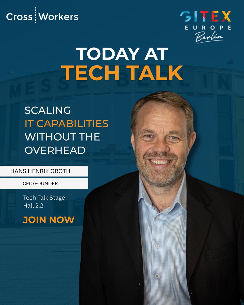 crossworkers_'s tweet photo. Join our CEO, Hans, live at GITEX Europe!
Panel: “Scaling with Remote IT Teams”

📍 Tech Talk Stage, Hall 2.2
🗓️ 22 May | ⏰ 2–3PM
🇬🇧 UK Pavilion

Insights you don’t want to miss.
#GITEXEUROPE #Berlin2025 #BerlinTech #GITEXGLOBAL https://t.co/9jI6yZpCfV