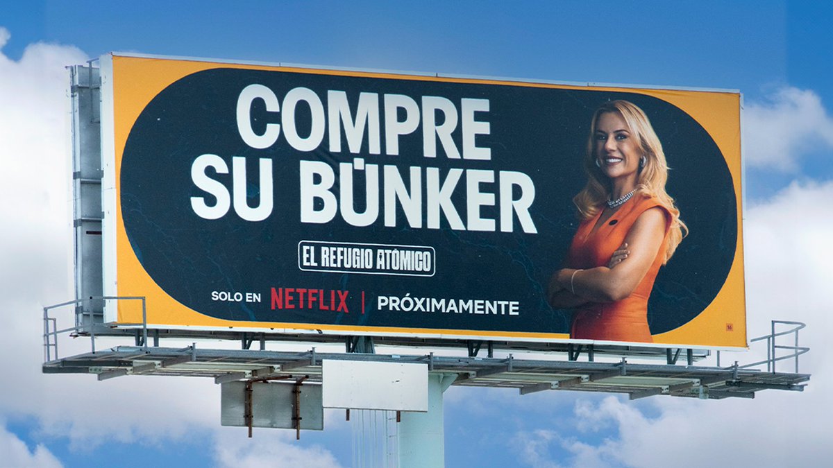 Mira hacia arriba y verás el anuncio de Kimera. Mira 275 metros hacia abajo, y les encontrarás. #ElRefugioAtómico próximamente en Netflix.