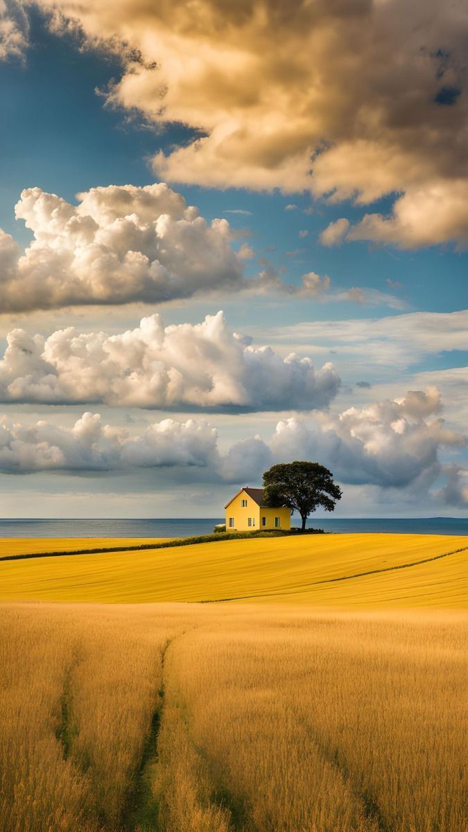 Tu piccola casa gialla fedele alla tua collina, insegni che si può stare lontano da tutto, se vicino hai l'essenziale