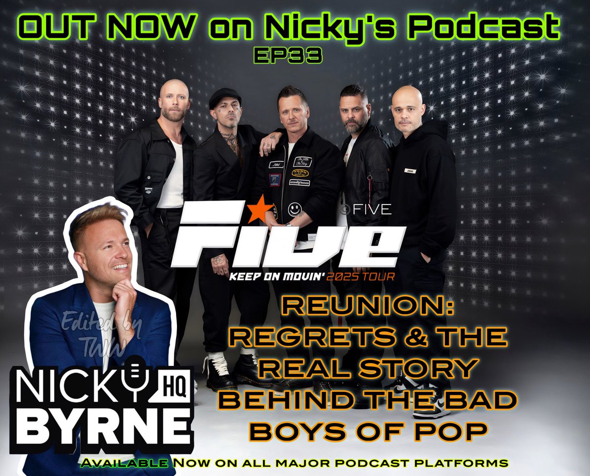 WestlifeWorld's tweet photo. The legends are back! 🎤✨ @NickyByrne welcomes Five on Episode 33 of his podcast for an epic throwback, nostalgia & exclusive insights! Don’t miss this must-listen episode! 🎶🔥
Link: https://t.co/4hJQLU8cy4
#NickyByrnePodcast #FiveBand #ThrowbackVibes #BoybandLegends https://t.co/vy3bVEiL5y