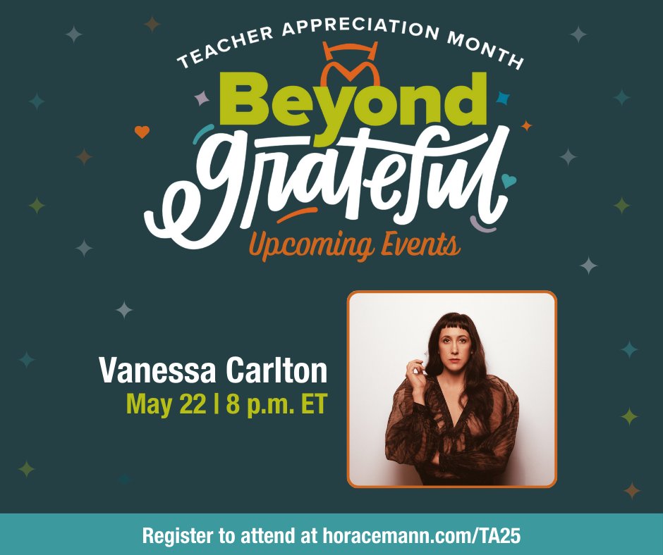 Our final guest in our Beyond Grateful event series is none other than “A Thousand Miles” singer-songwriter, Vanessa Carlton. Join us tonight as she closes our series with a concert worth walking a thousand miles to hear! Register now at horacemann.com/?/TA 25