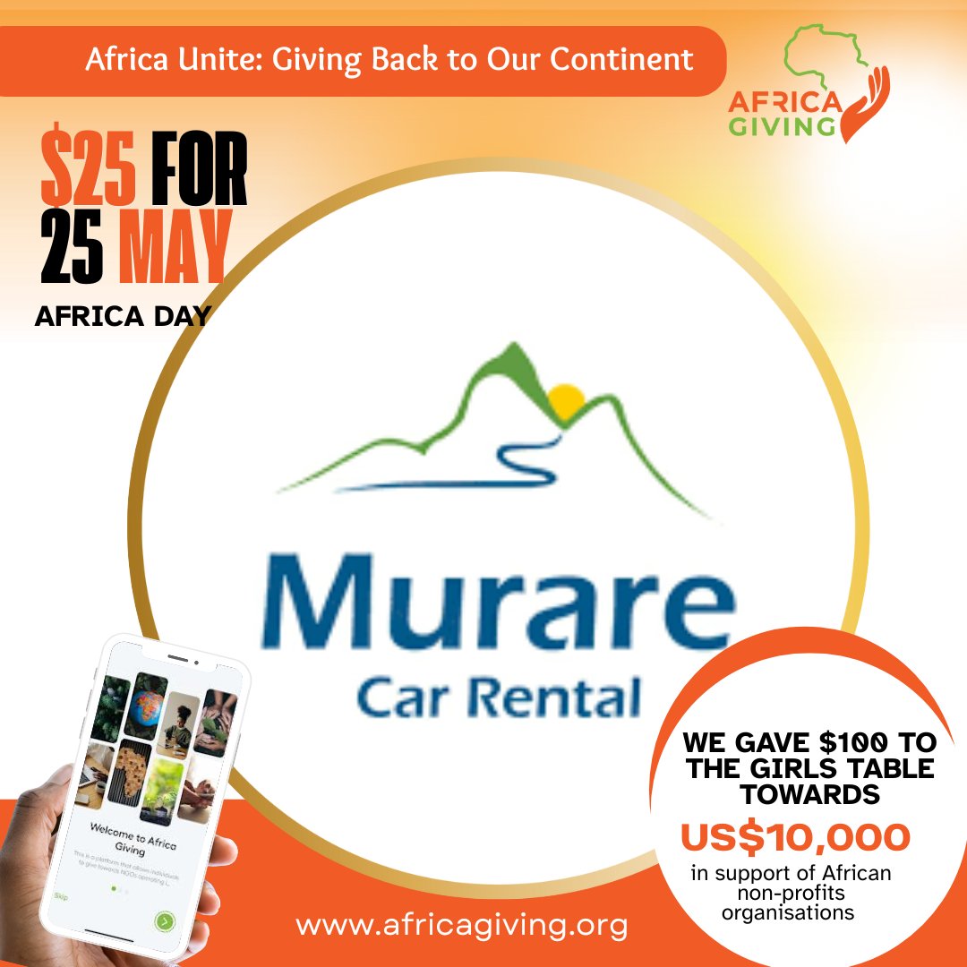 table_girls's tweet photo. Huge thanks to Murare Car Rental @murarecarhire for generously donating to #25for25May. Your financial support is empowering us to amplify young women's voices and drive meaningful change. We're grateful for your partnership!
#HerVoice
#AfricaUnite
#TheGirlsTable https://t.co/mM8zkcXPJW