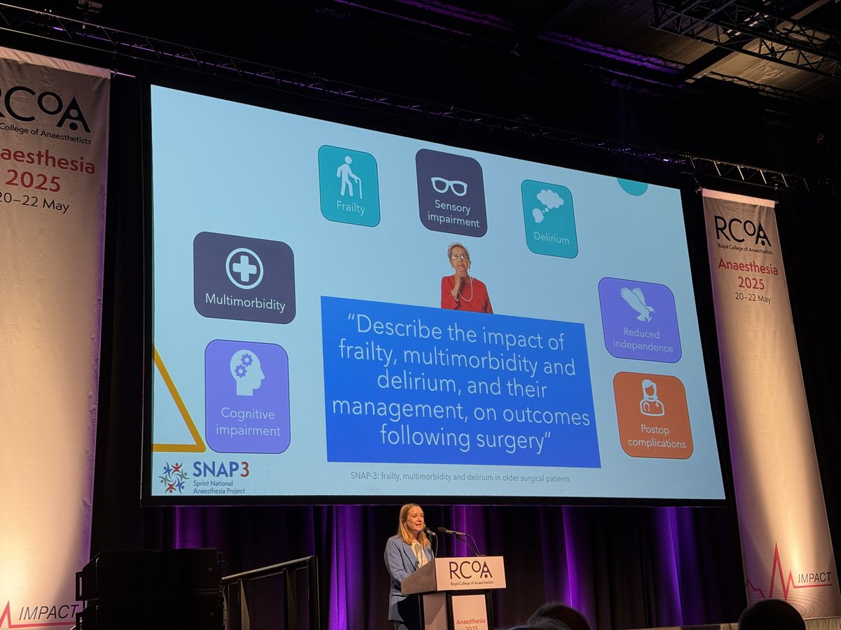 The anaesthetic national audit projects are some of the most powerful in the UK. 

We have a sneak peek at #SNAP3, looking at our older surgical patients, their frailty and any delirium experienced. 

#Anaesthesia2025