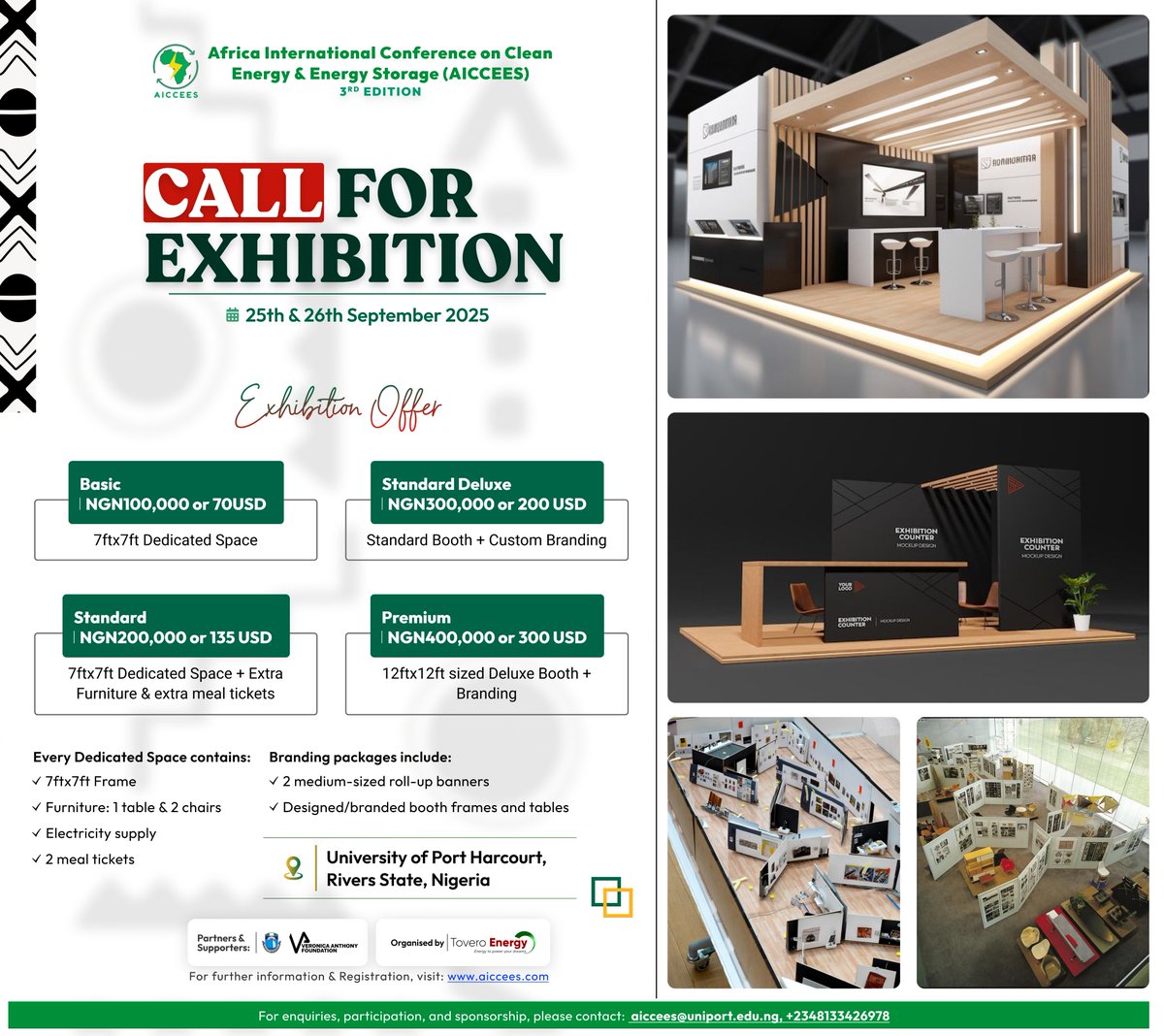 Register for AICCEES 2025 or Bring your products for exhibition.
The date remains 25 and 26th September 2025 at the University of Portharcourt Rivers State, Nigeria
Register here: tinyurl.com/AICCEES2025
Visit our website for more info: aiccees.com

#AICCEES2025