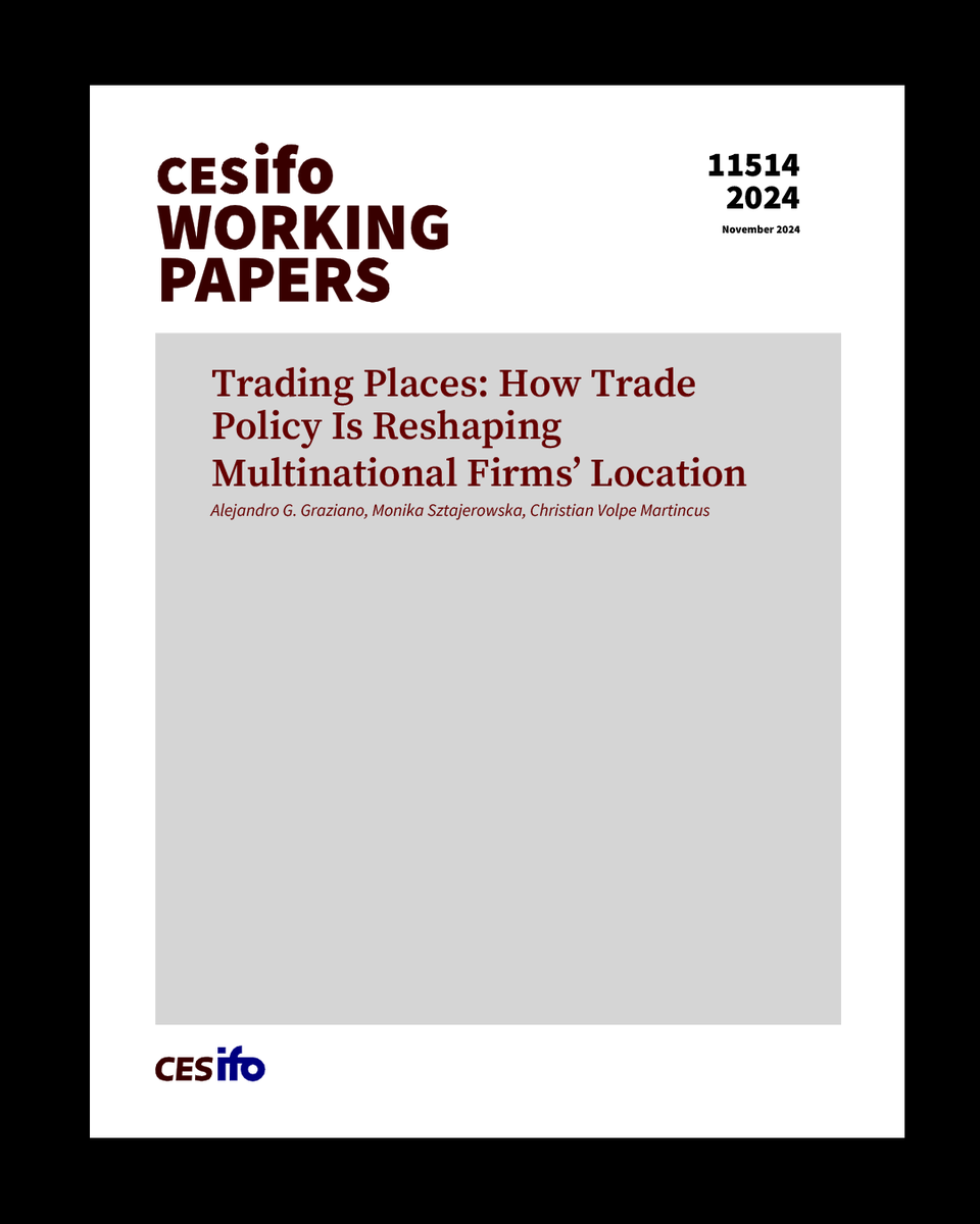 Last week, we presented our paper "Trading Places: How #TradePolicy Is Reshaping Multinational Firms’ Location" at the CESifo Area Conference on Global Economy. Thanks to the organizers for the invitation and to participants for their comments: bit.ly/4gLgOp9 #MNEs