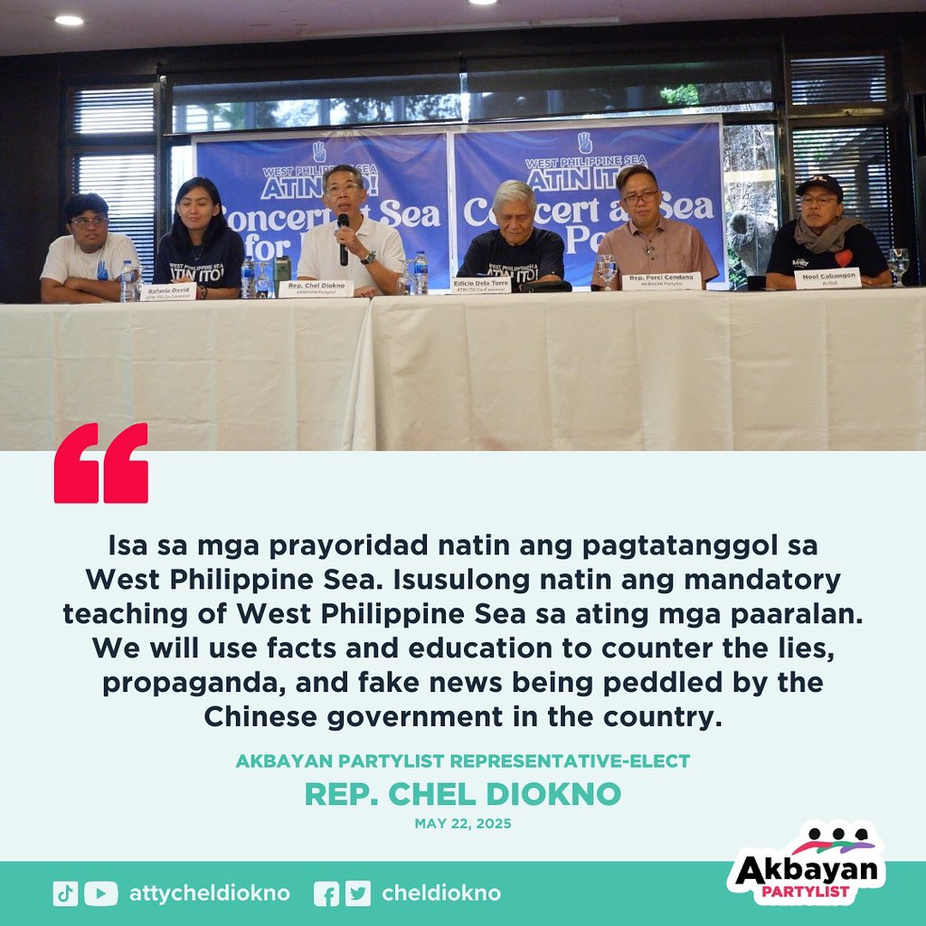 Isa sa mga prayoridad natin ang pagtatanggol sa West Philippine Sea. Isusulong natin ang mandatory teaching of West Philippine Sea sa ating mga paaralan. We will use facts and education to counter the lies, propaganda, and fake news being peddled by the Chinese government.