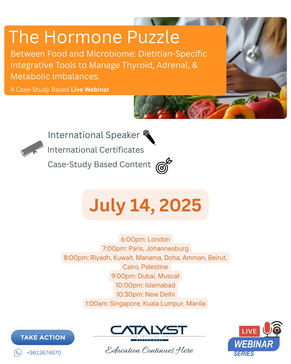 CatalystTrLab's tweet photo. 🧩 The Hormone Puzzle: Food, Stress &amp; the Microbiome

This webinar links gut health, metabolism &amp; MNT into one practical path.

🔗 DM “PUZZLE” on WhatsApp for access details &amp; early-bird rates: https://t.co/eCpcd9p15m https://t.co/gpdwsemgPY