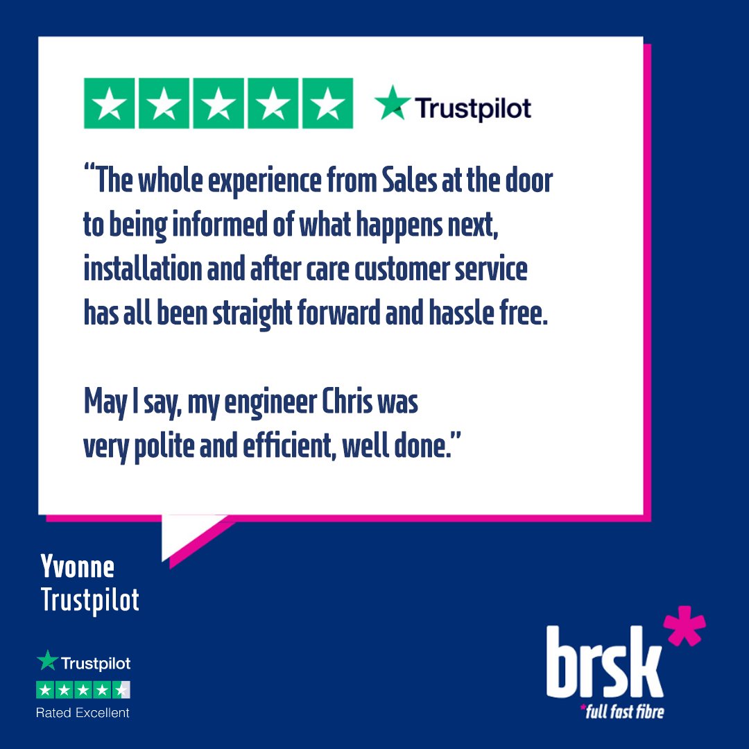 We love to hear it! 😎

Switch to brsk full fibre broadband today. eu1.hubs.ly/H0kkG6S0