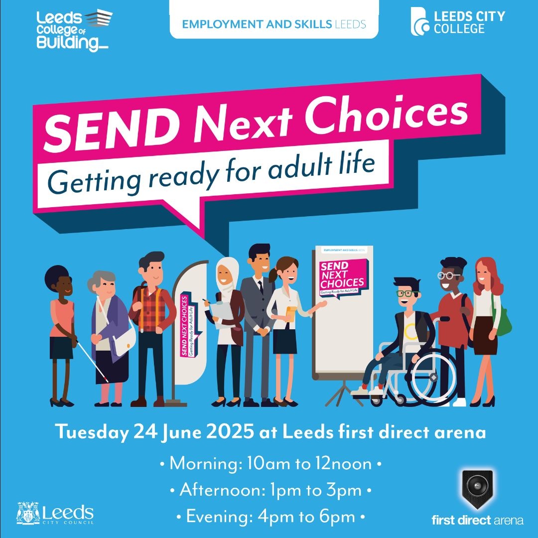 Come to #SEND25 at Leeds First Direct Arena  -  Tues 24th June 2025
Find out about transitions into adult life if you have a special education need and/or disability
60+ exhibitors offering information and support
All  welcome!
Book your free ticket at  lght.ly/j87clgk
