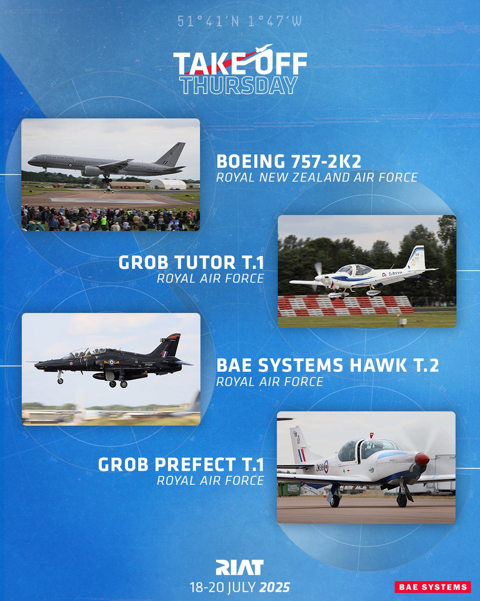 Royal International Air Tattoo (@airtattoo) on Twitter photo More additions to RIAT25 static line-up!
Qatar will send an Apache, Globemaster, Hawk and Typhoon. Plus, Boeing 757 from <a href="/NZAirForce/">Royal NZ Air Force</a> and Prefect, Tutor and Hawk from <a href="/RoyalAirForce/">Royal Air Force</a>.
Read the full update at: airtattoo.com/the-airshow/ai… More additions to RIAT25 static line-up!
Qatar will send an Apache, Globemaster, Hawk and Typhoon. Plus, Boeing 757 from <a href="/NZAirForce/">Royal NZ Air Force</a> and Prefect, Tutor and Hawk from <a href="/RoyalAirForce/">Royal Air Force</a>.
Read the full update at: airtattoo.com/the-airshow/ai…