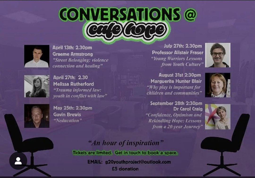 GfB 📚 (@gavin_f_brewis) on Twitter photo I'll be presenting some of my work on Neds and the education system this Sunday at <a href="/G20YouthProject/">G20 Youth Project</a> in the Wyndford, Glasgow, as part of the Cafe Hope Conversation Sessions.
Further details in the following thread. I'll be presenting some of my work on Neds and the education system this Sunday at <a href="/G20YouthProject/">G20 Youth Project</a> in the Wyndford, Glasgow, as part of the Cafe Hope Conversation Sessions.
Further details in the following thread.