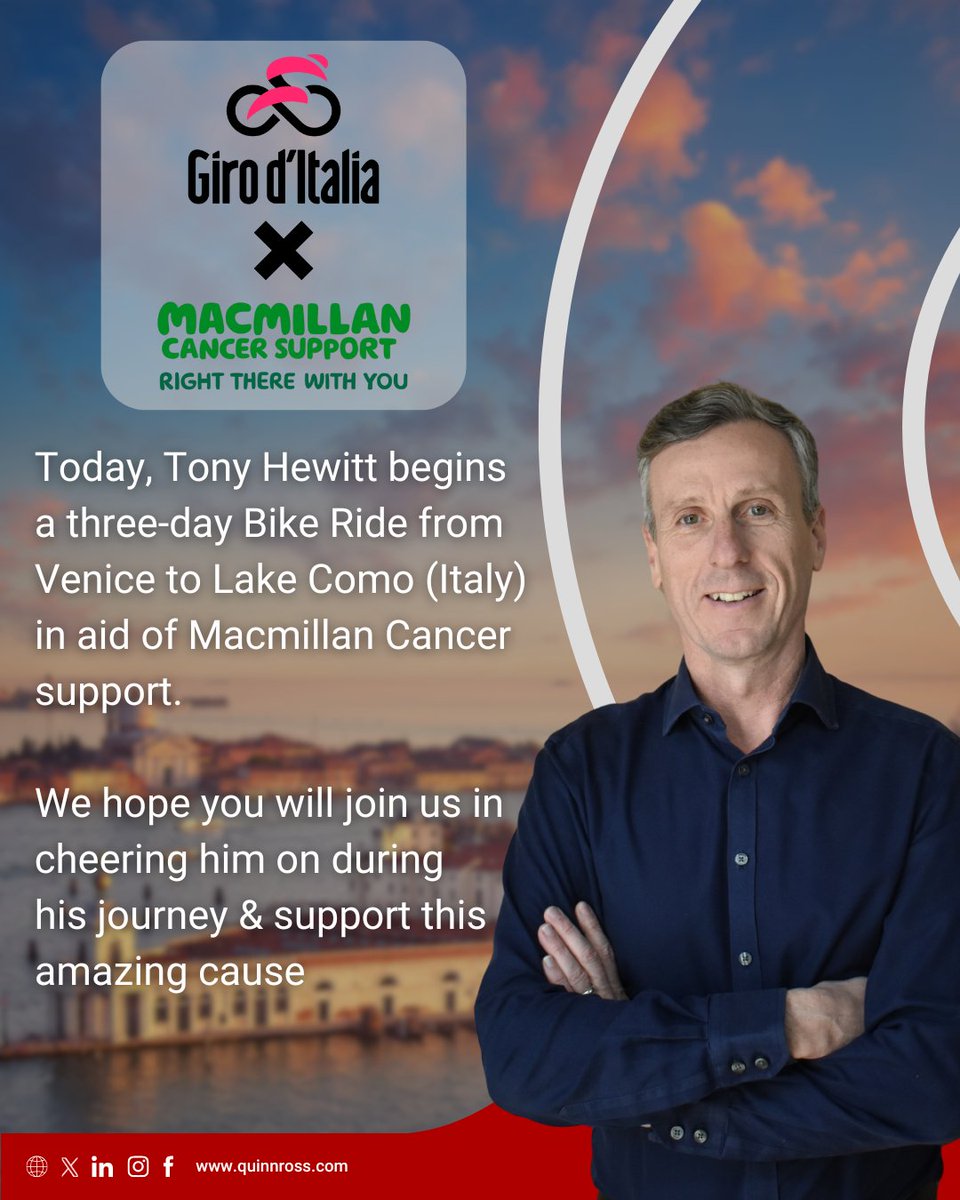 Today, Tony Hewitt is representing QuinnRoss Consultants at the Construction Giro D'Italia Charity Cycle Event. Please join us in cheering him on over the next three days! For information on how to donate, follow the link below.

justgiving.com/page/tony-hewi…

#charity #charitycycle