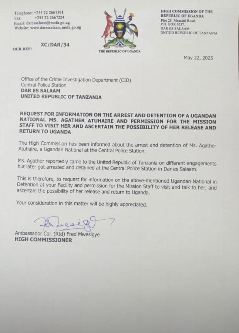 TOKO (@godwintoko) on Twitter photo Commendable from the Ugandan High Commissioner in Dar-es-Salaam.
Where is, <a href="/AAgather/">Agather Atuhaire</a>?!
#FreeAgatherAtuhaire Commendable from the Ugandan High Commissioner in Dar-es-Salaam.
Where is, <a href="/AAgather/">Agather Atuhaire</a>?!
#FreeAgatherAtuhaire
