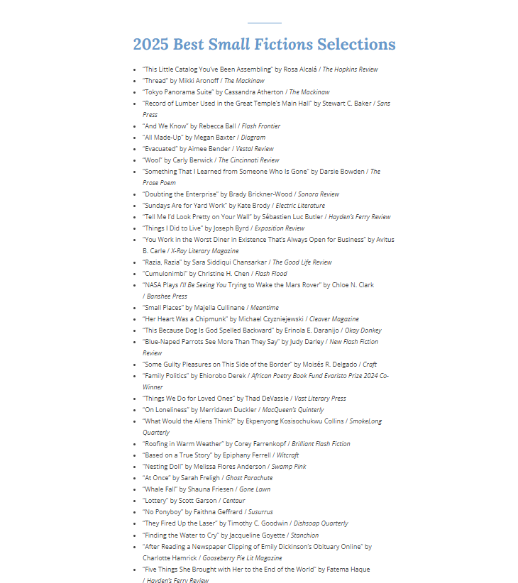 Mandira Pattnaik (@mandirapattnaik) on Twitter photo From being nominated to being included twice to being part of the selection process, it has been quite a journey in the past 5 years--Huge Congratulations to all selected writers! #BestSmallFictions 2025 <a href="/altcurrent/">Alternating Current Press</a> From being nominated to being included twice to being part of the selection process, it has been quite a journey in the past 5 years--Huge Congratulations to all selected writers! #BestSmallFictions 2025 <a href="/altcurrent/">Alternating Current Press</a>
