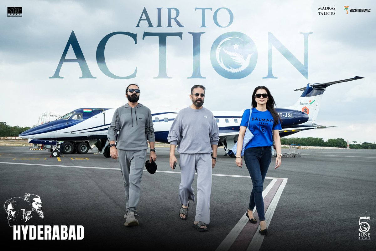 Madras Talkies (@madrastalkies_) on Twitter photo From AIR to ACTION!
The Thugs have landed in Hyderabad for #ThuglifeTrailer launch
#ThuglifeTrailer
➡youtube.com/playlist?list=…
#ThuglifeAudioLaunch from May 24
#Thuglife
#ThuglifeFromJune5 #KamalHaasan #SilambarasanTR
A #ManiRatnam Film
An <a href="/arrahman/">A.R.Rahman</a> Musical
<a href="/ikamalhaasan/">Kamal Haasan</a> From AIR to ACTION!
The Thugs have landed in Hyderabad for #ThuglifeTrailer launch
#ThuglifeTrailer
➡youtube.com/playlist?list=…
#ThuglifeAudioLaunch from May 24
#Thuglife
#ThuglifeFromJune5 #KamalHaasan #SilambarasanTR
A #ManiRatnam Film
An <a href="/arrahman/">A.R.Rahman</a> Musical
<a href="/ikamalhaasan/">Kamal Haasan</a>
