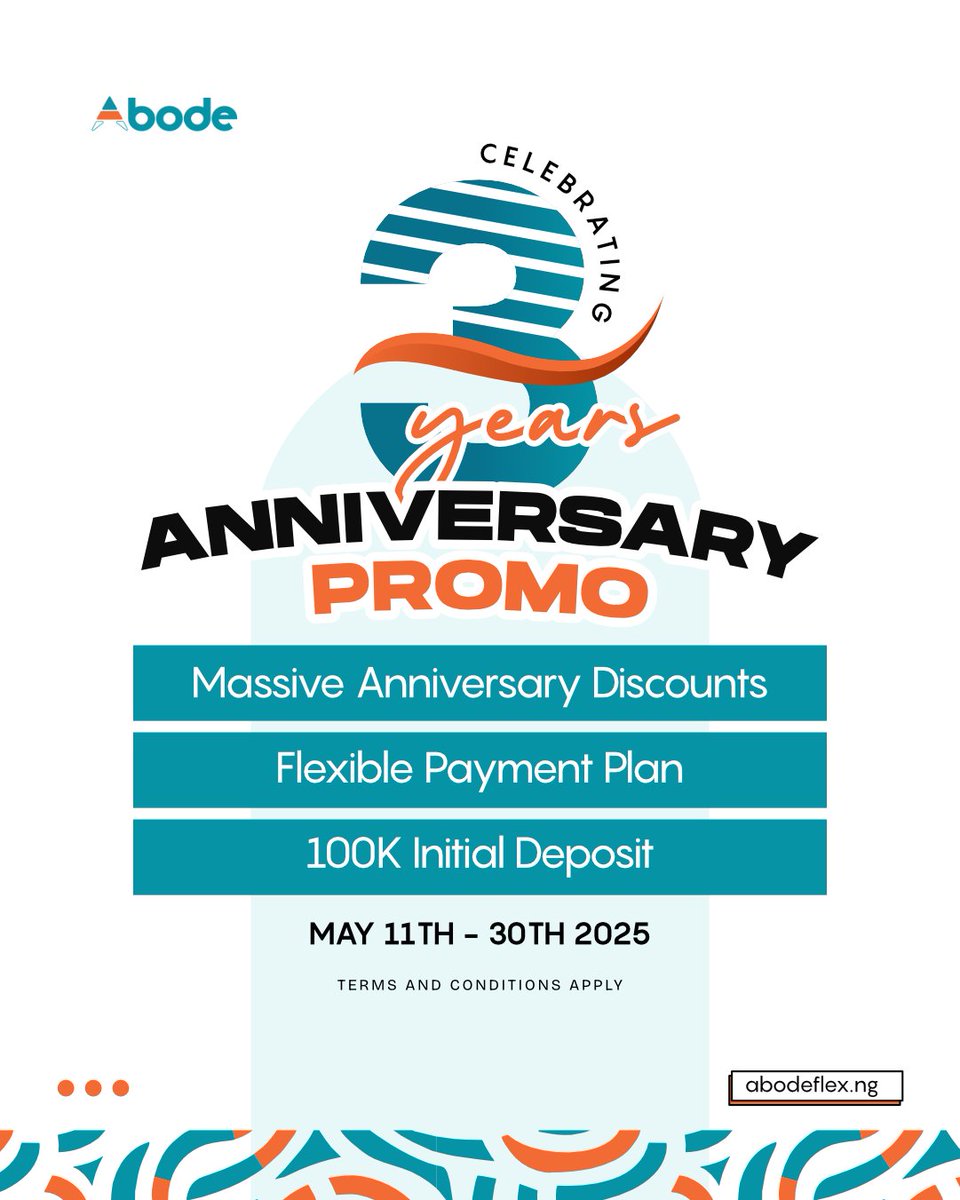 Hurray!!! 🎉🎉🎉

It’s been 3 amazing years of shared prosperity <a href="/Abode/">Abode</a>!

This May, we’re celebrating YOU – our people, our clients, our biggest cheerleaders.

To say thank you, we’re bringing you:
🎁 Special deals
🎁 Exclusive offers
🎁 Gift items

Call +234 913 444 5167 now.