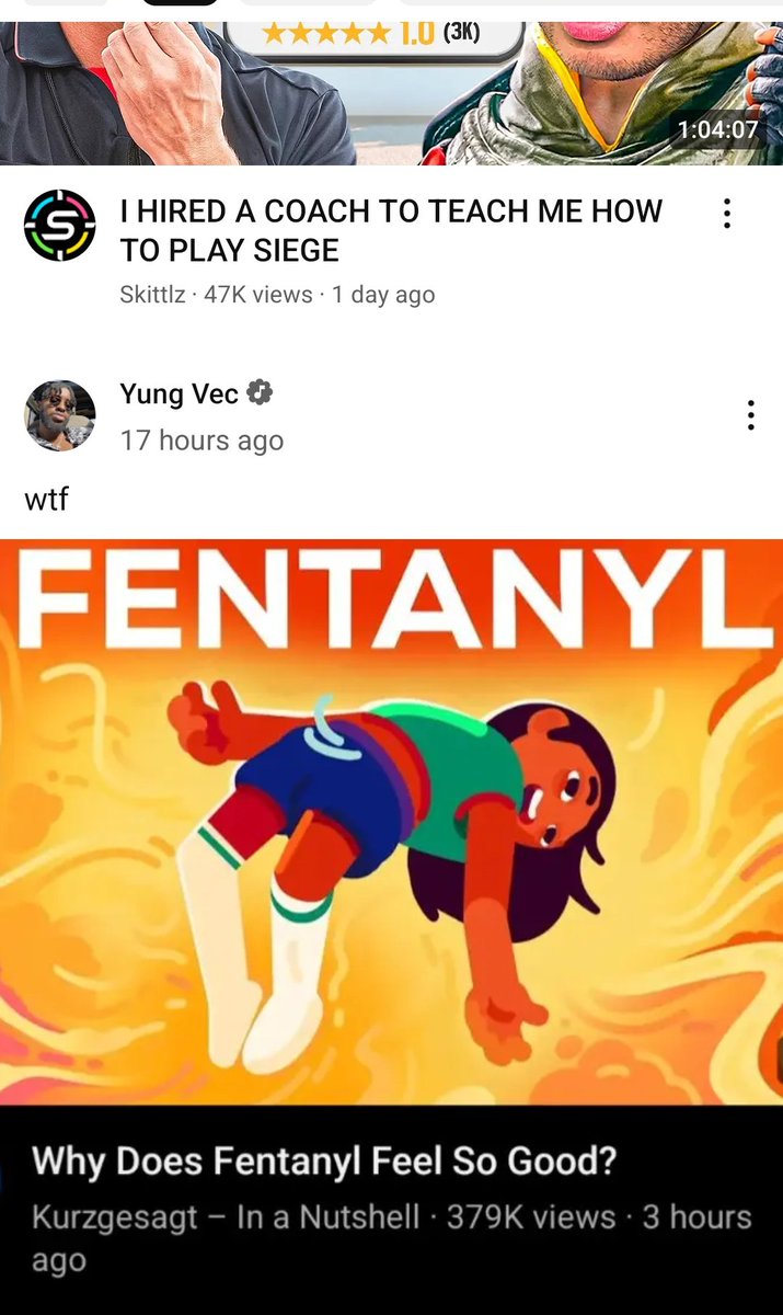 Dark_shadow2450's tweet photo. Why would YouTube suggest this video below you I wonder?
 I guess there's gotta be a connection🤔😂
@Skitttlz https://t.co/Uq7kGhQ8bT