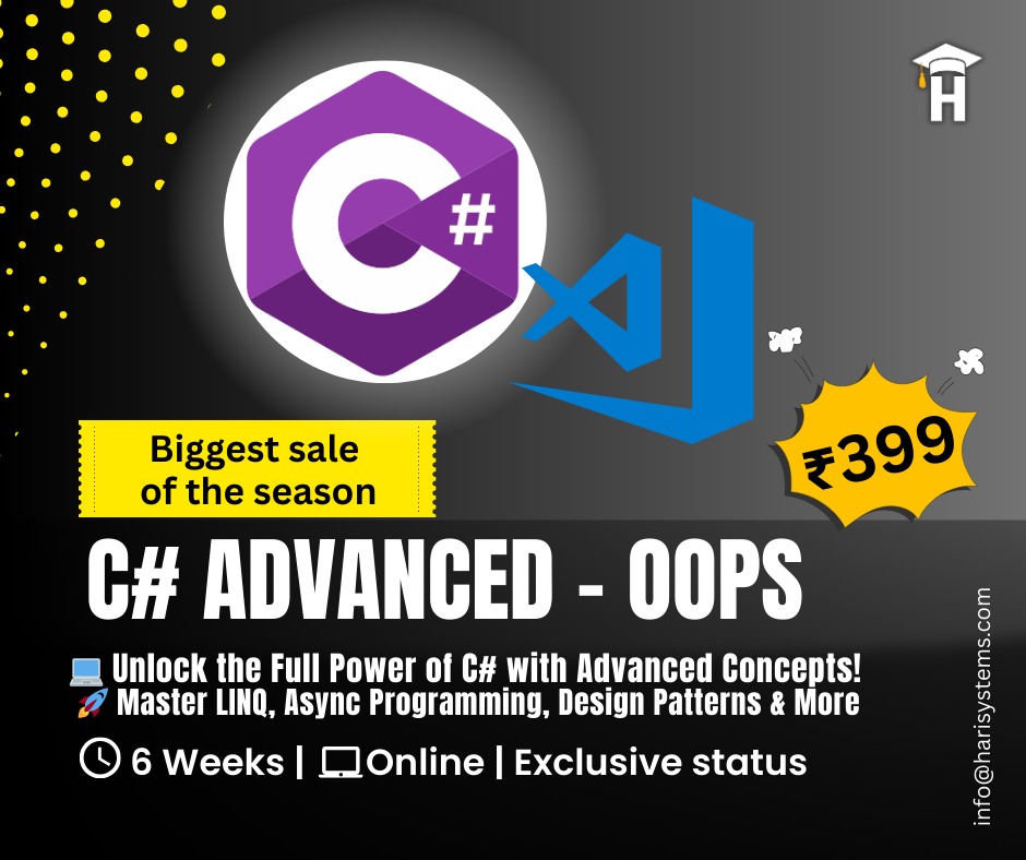 harisystems's tweet photo. Learn C# Coding Intermediate: C# Classes, Methods and OOPs
https://t.co/sZCw2l4w9P
#bigsale #csharp #microsoft #CSharpAdvanced #DotNetDeveloper #AdvancedCSharp #CodeLikeAPro #CSharpMastery #LevelUpWithCSharp https://t.co/hZ0WuV3P50