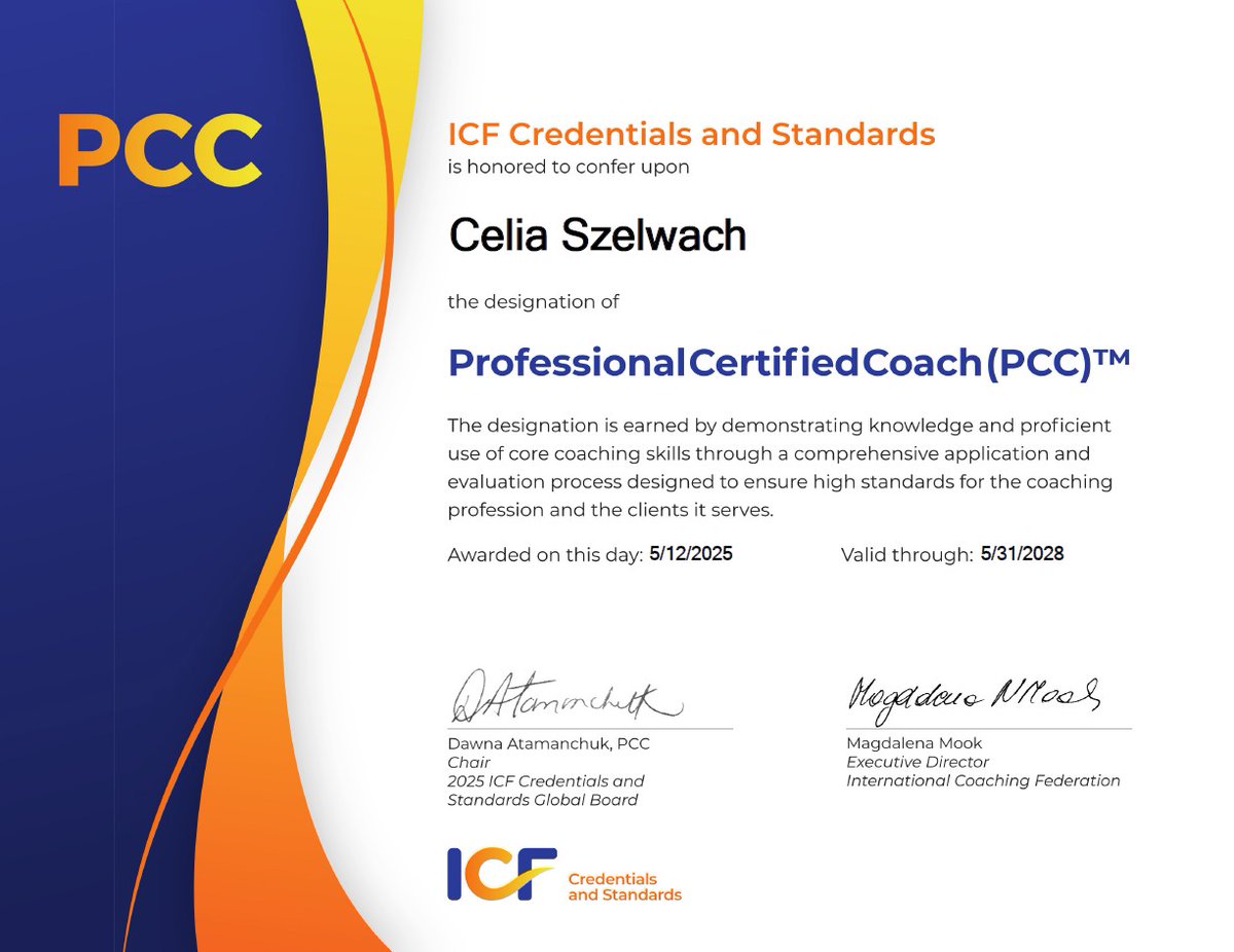 CeliaSzelwach's tweet photo. I am excited to share that I have earned my Professional Certified Coach (PCC) credential through the International Coaching Federation (ICF). Aside from my Army jumpmaster certification, earning this credential was rigorous, challenging, and transformative. Grateful to serve! https://t.co/vv8KumiRTu